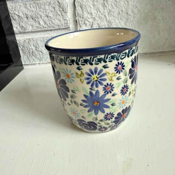 Blue Rose Polish Pottery 12 oz. Mug Handcrafted Boleslawiec Stoneware by Zaklady - Picture 4 of 6